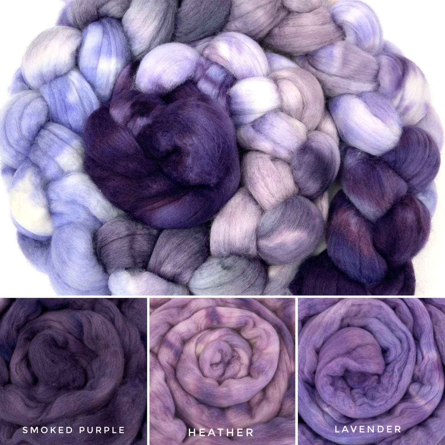 Wisteria SC - 4 oz hand painted wool combed top, roving, spinning fiber, handspinning, felting