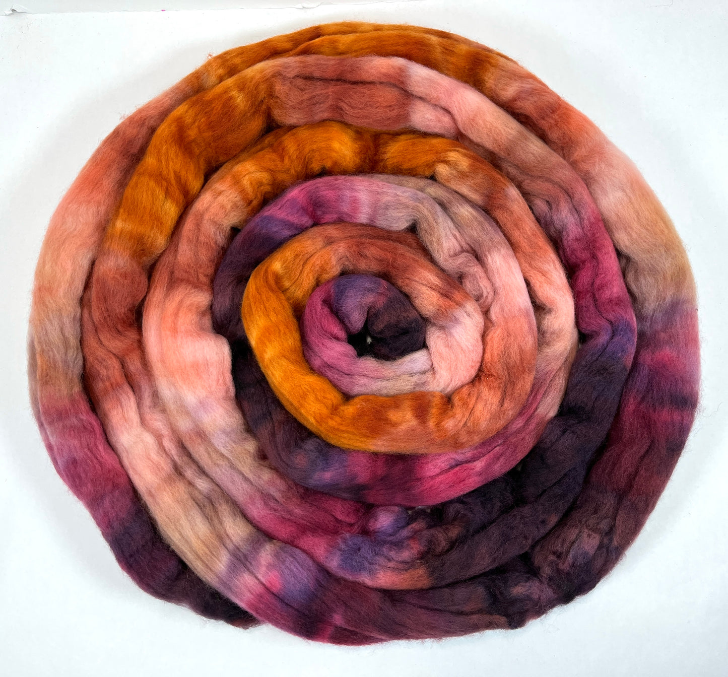 Rowena SC - 4 oz hand painted wool combed top, roving, spinning fiber, handspinning, felting