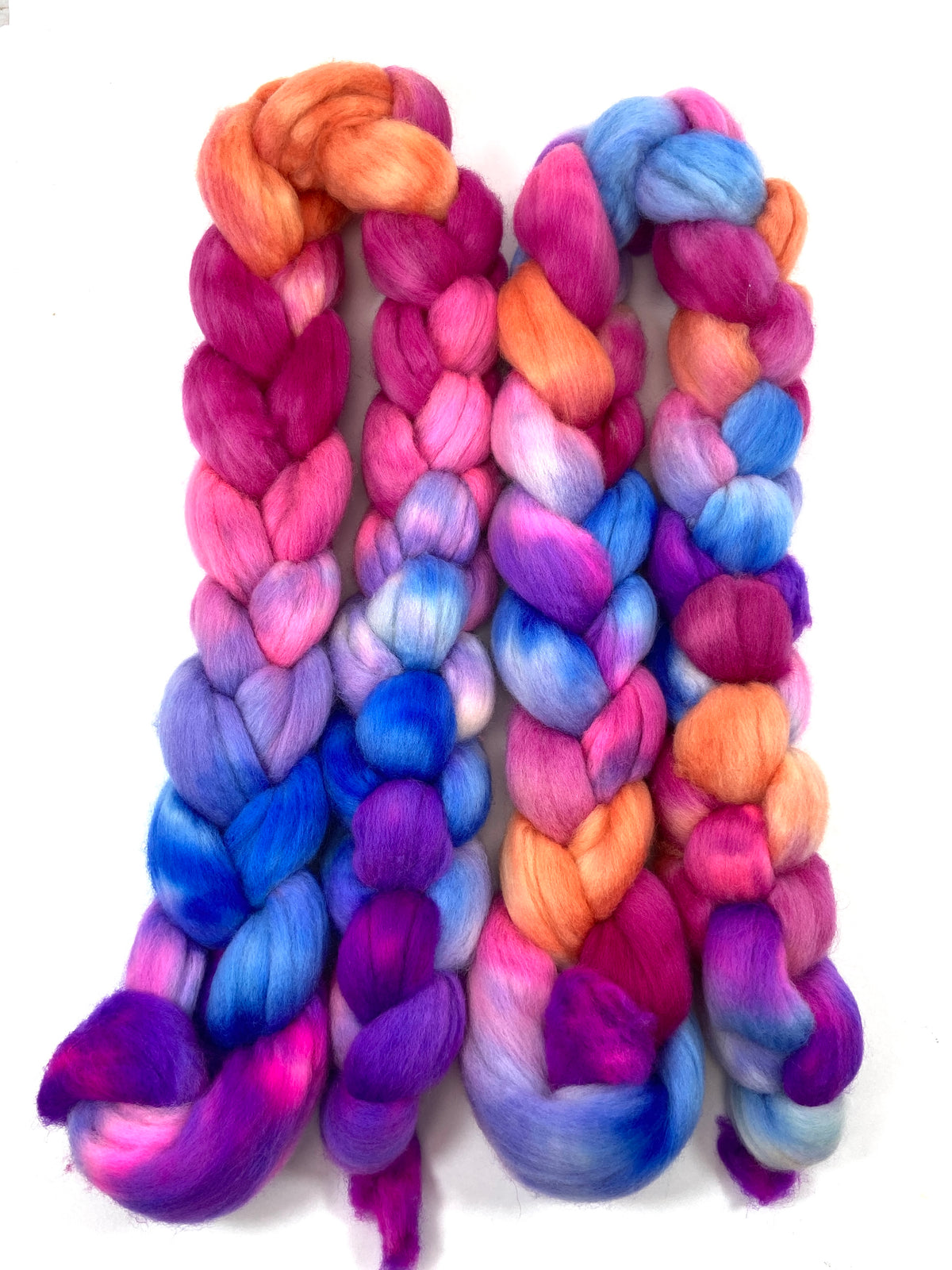 Razzleberry MG - 4 oz hand painted wool combed top, roving, spinning fiber, handspinning, felting