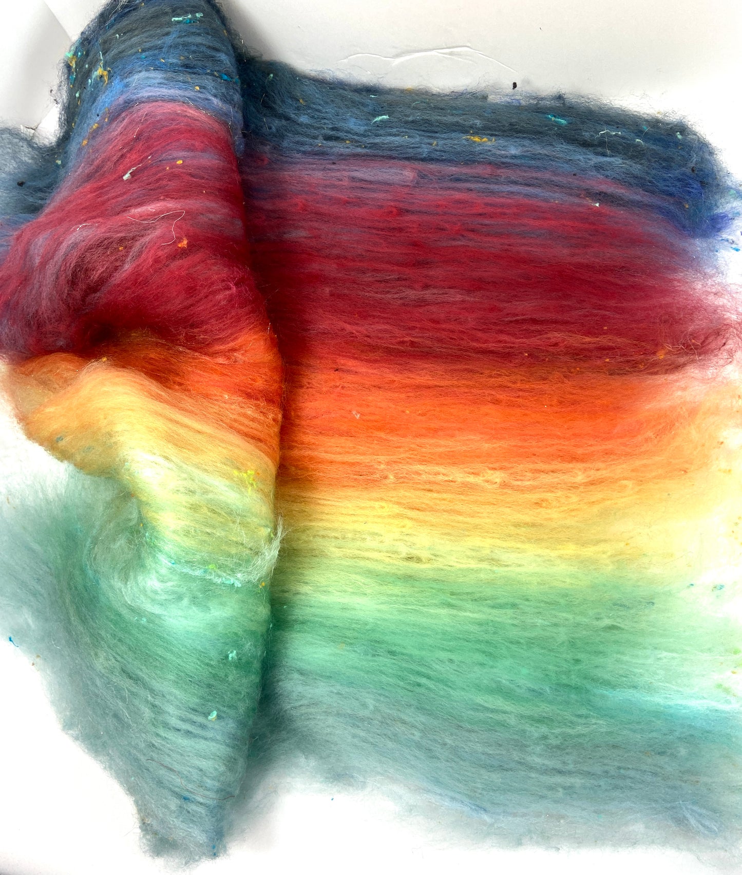 Good Intentions Batt 1013-01 - 2.9 oz BFL wool, silk, noils, spinning fiber, drumcarded, handspinning, nuno, felting wool