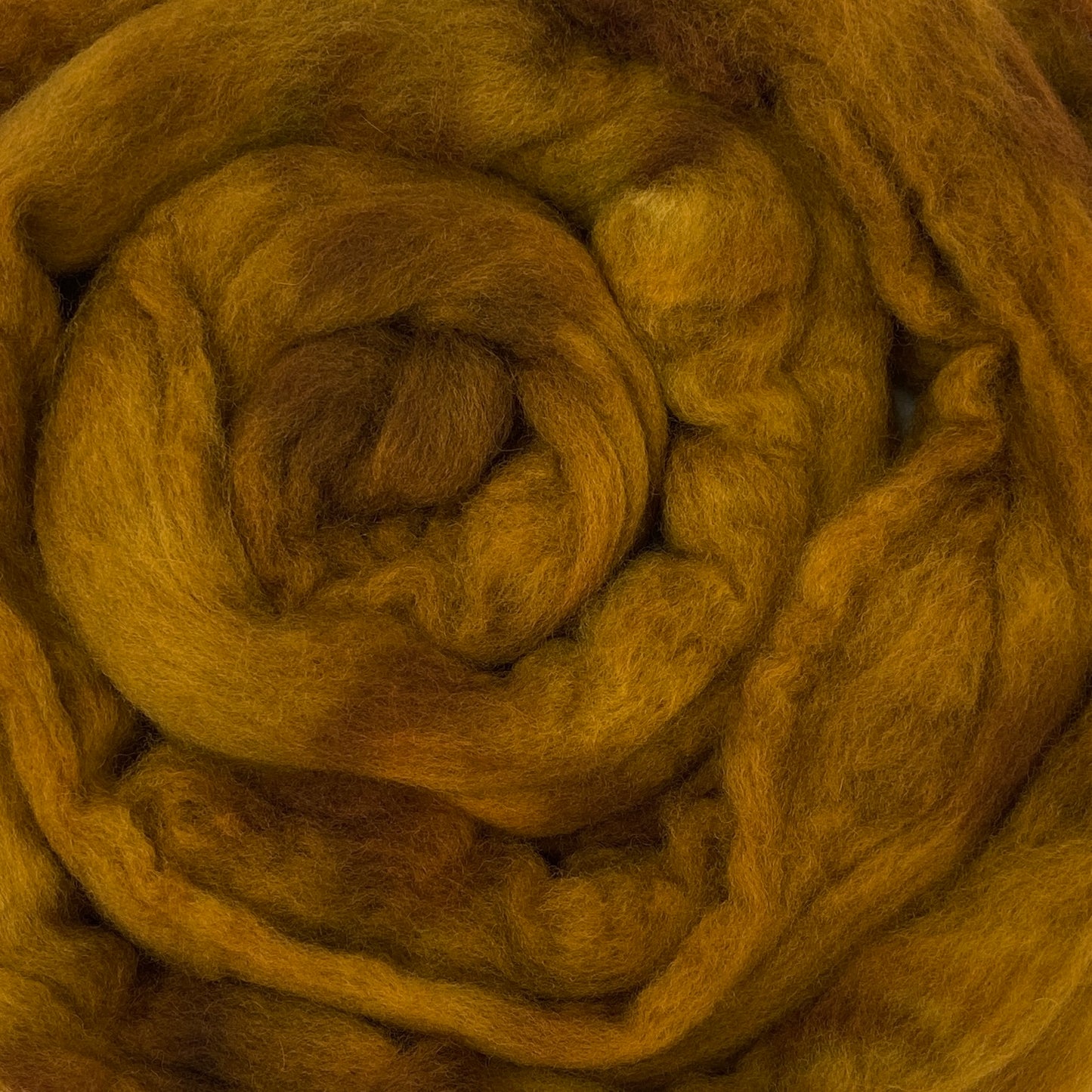 Mustard Olive - 2 oz hand dyed semisolid wool combed top