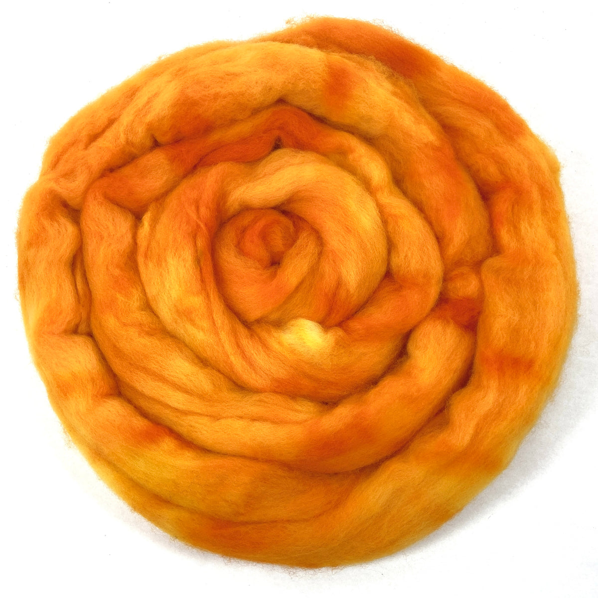 Pumpkin - 2 oz hand dyed semisolid wool combed top