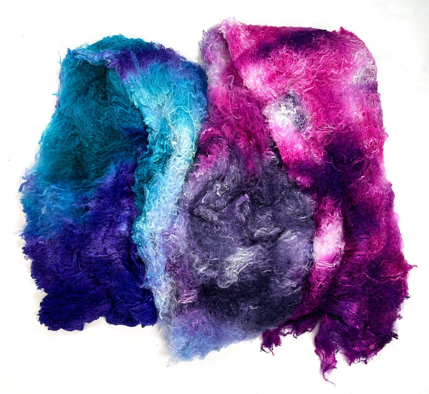 Silk Laps, Midnight Fantastic, 2.4 oz, mulberry silk, nuno, wet felting, spinning fiber, art yarn, handspinning, felting fiber, corespinning