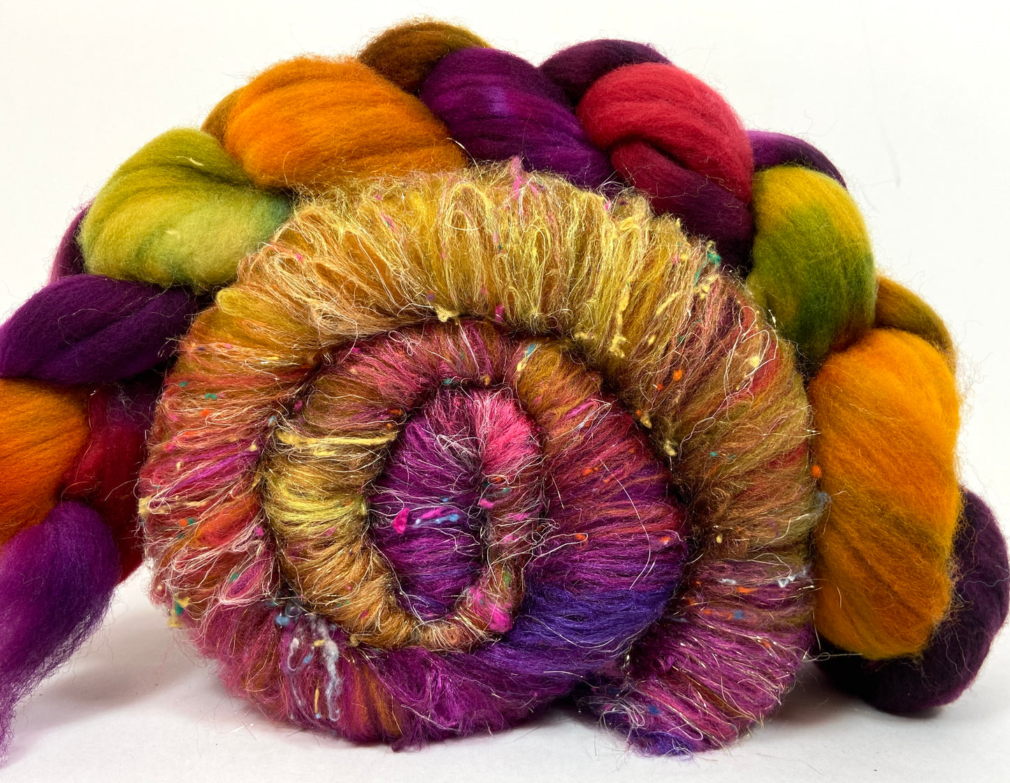 Curried Beets Batt/top Combo 1202-02, 4.1 oz, Targhee wool, silk, bamboo, spinning fiber, felting wool, weaving fiber
