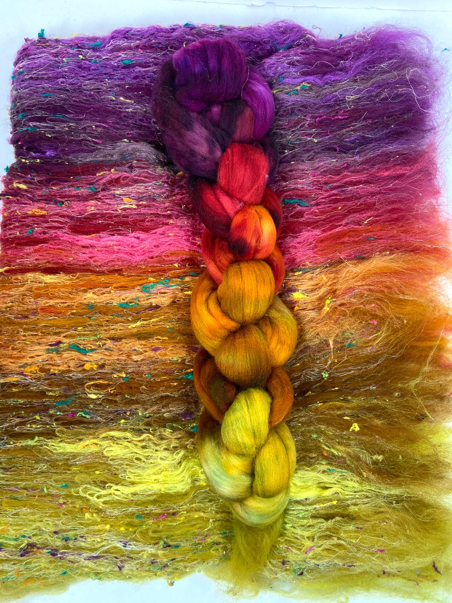 Curried Beets Batt/top Combo 1202-01, 4.2 oz, Targhee wool, silk, bamboo, spinning fiber, felting wool, weaving fiber