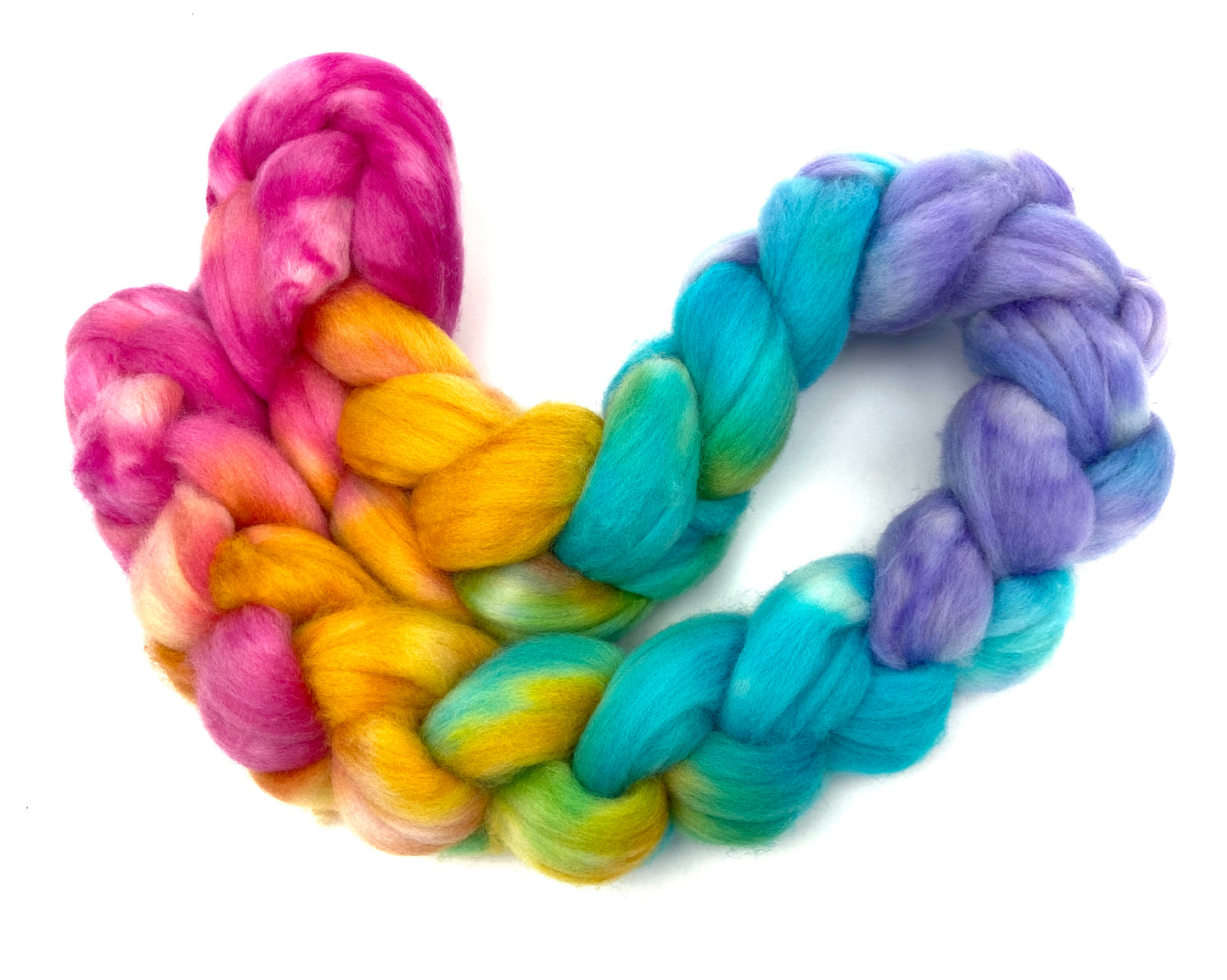 Candy Necklace MG - 4 oz hand painted wool combed top, roving, spinning fiber, handspinning, felting