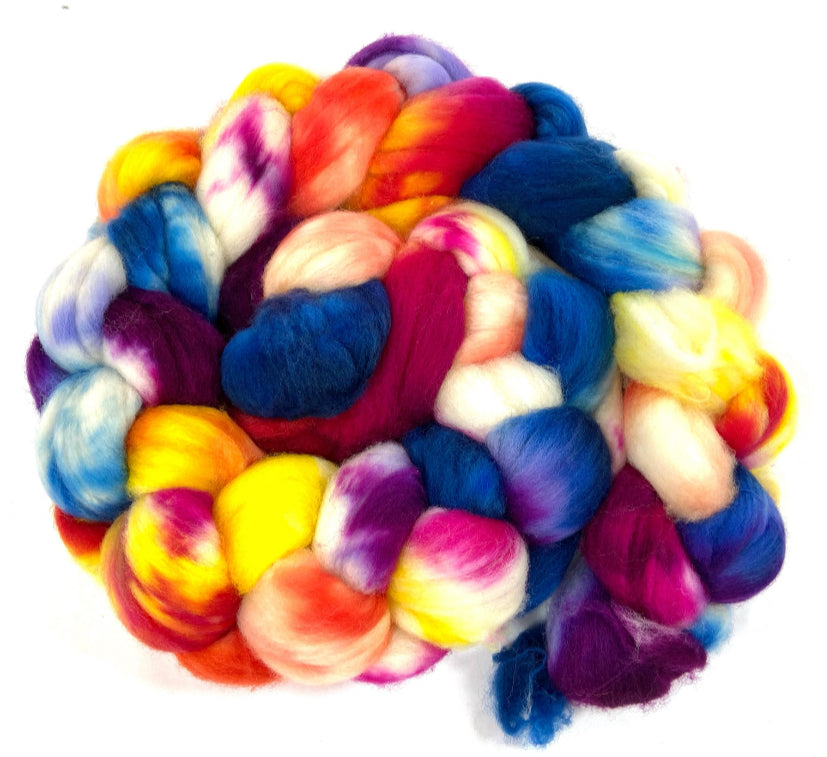 Big Sky Sunset SC - 4 oz 18.5 micron superwash Merino wool combed top, roving, spinning fiber, handspinning, baby yarn