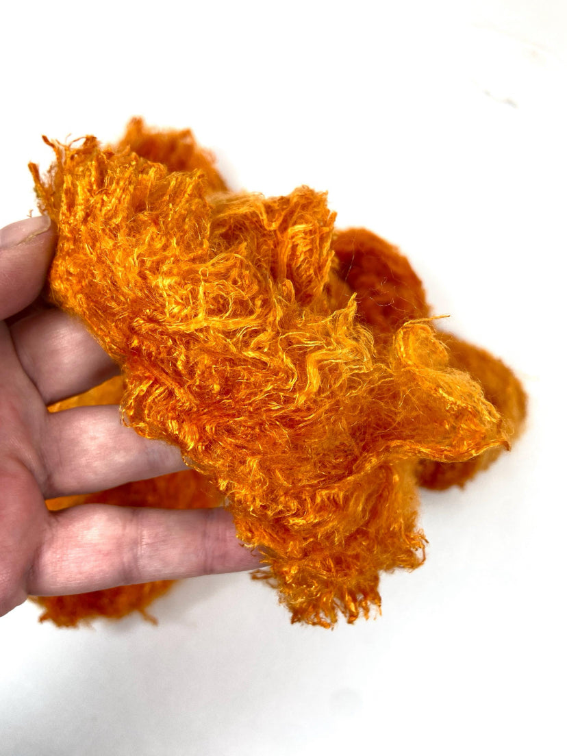 Silk Laps, Orange, 1014-02, mulberry silk, nuno, wet felting, spinning fiber, art yarn, handspinning, felting fiber, corespinn