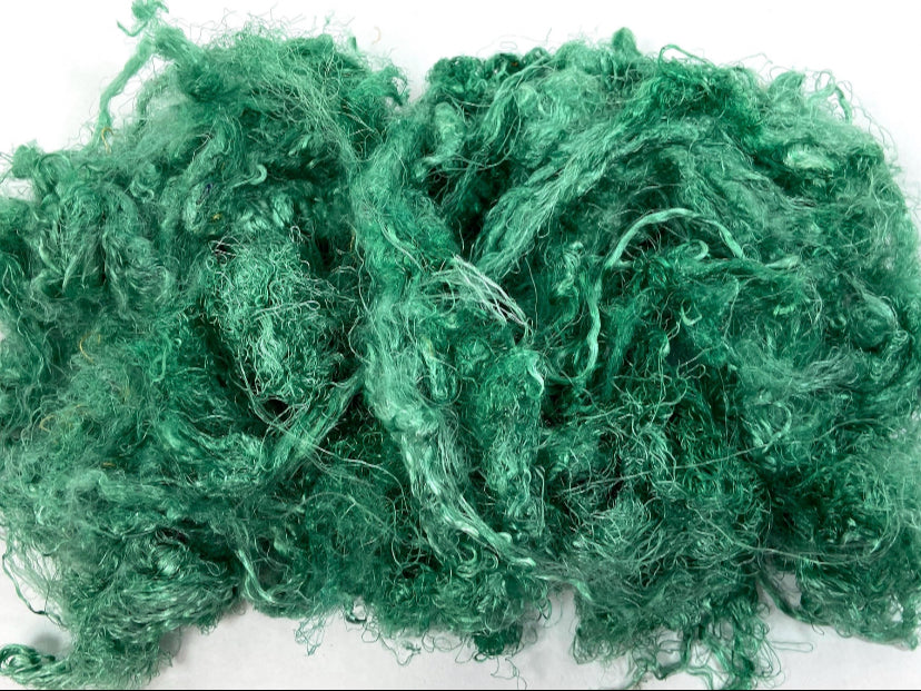 Throwsters, silk, Viridian, .7 oz, nuno, wet felting, spinning fiber, art yarn, handspinning, nuno, corespinning, weaving, 0907-06