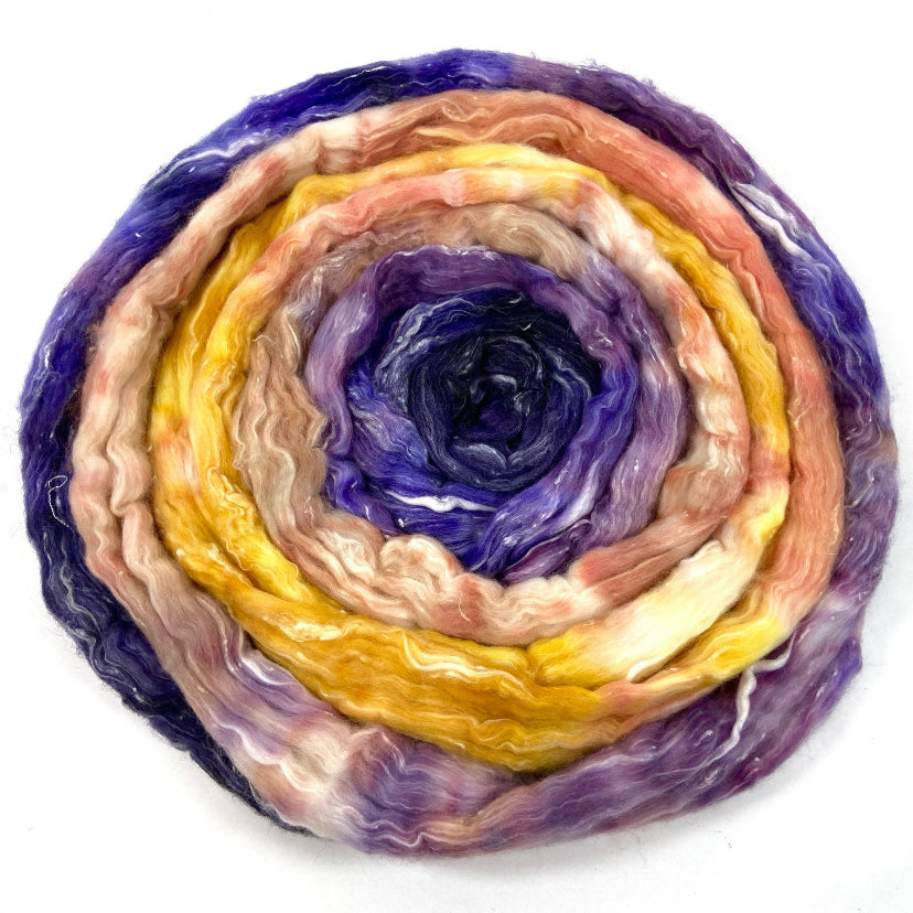 Quintessence MG - 4 oz Merino, bamboo, rayon nepps combed top, mirrored gradient, roving, spinning fiber, handspinning, felting, wool