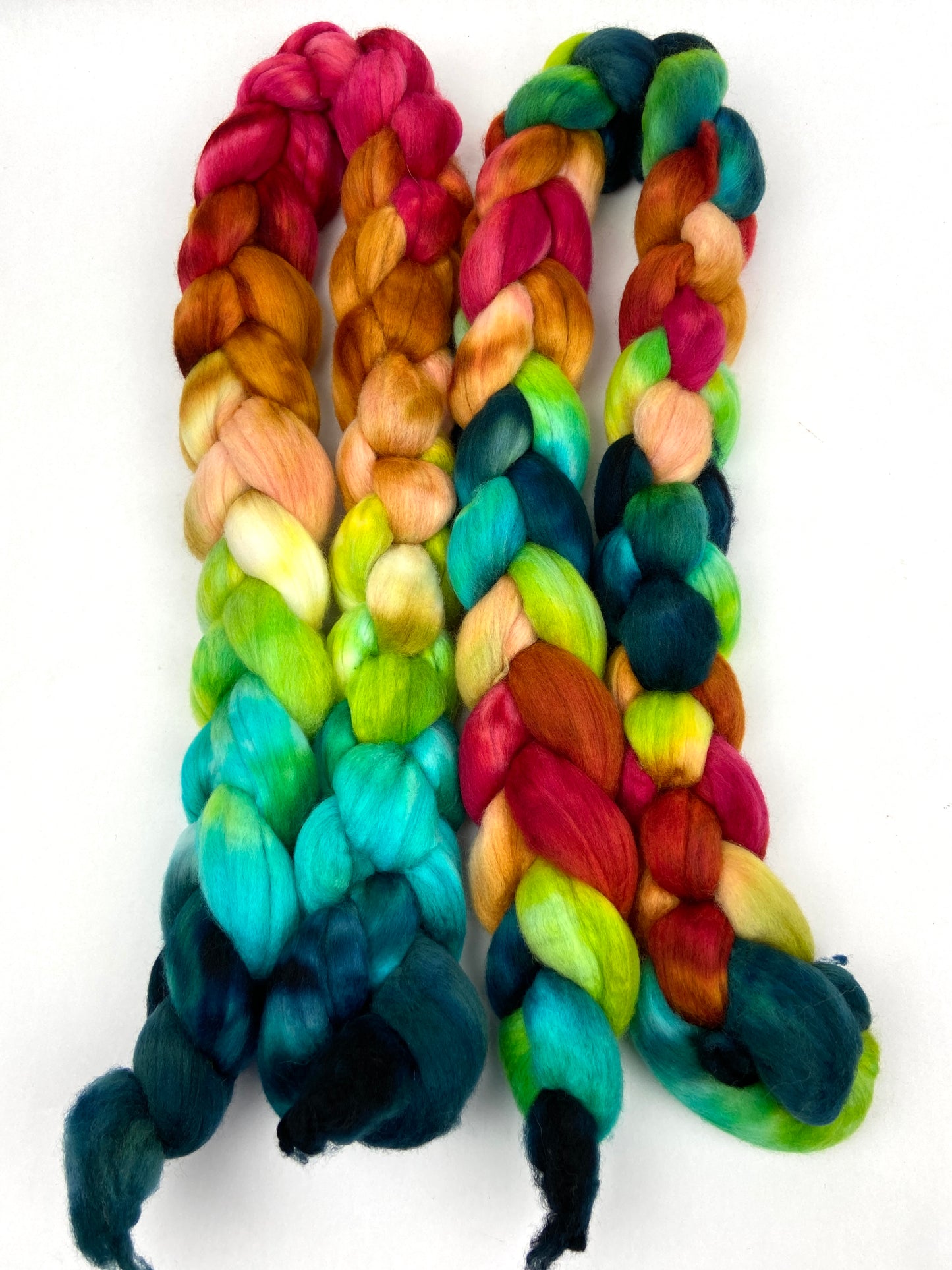 Frolic SC - 4 oz hand painted wool combed top, roving, spinning fiber, handspinning, felting