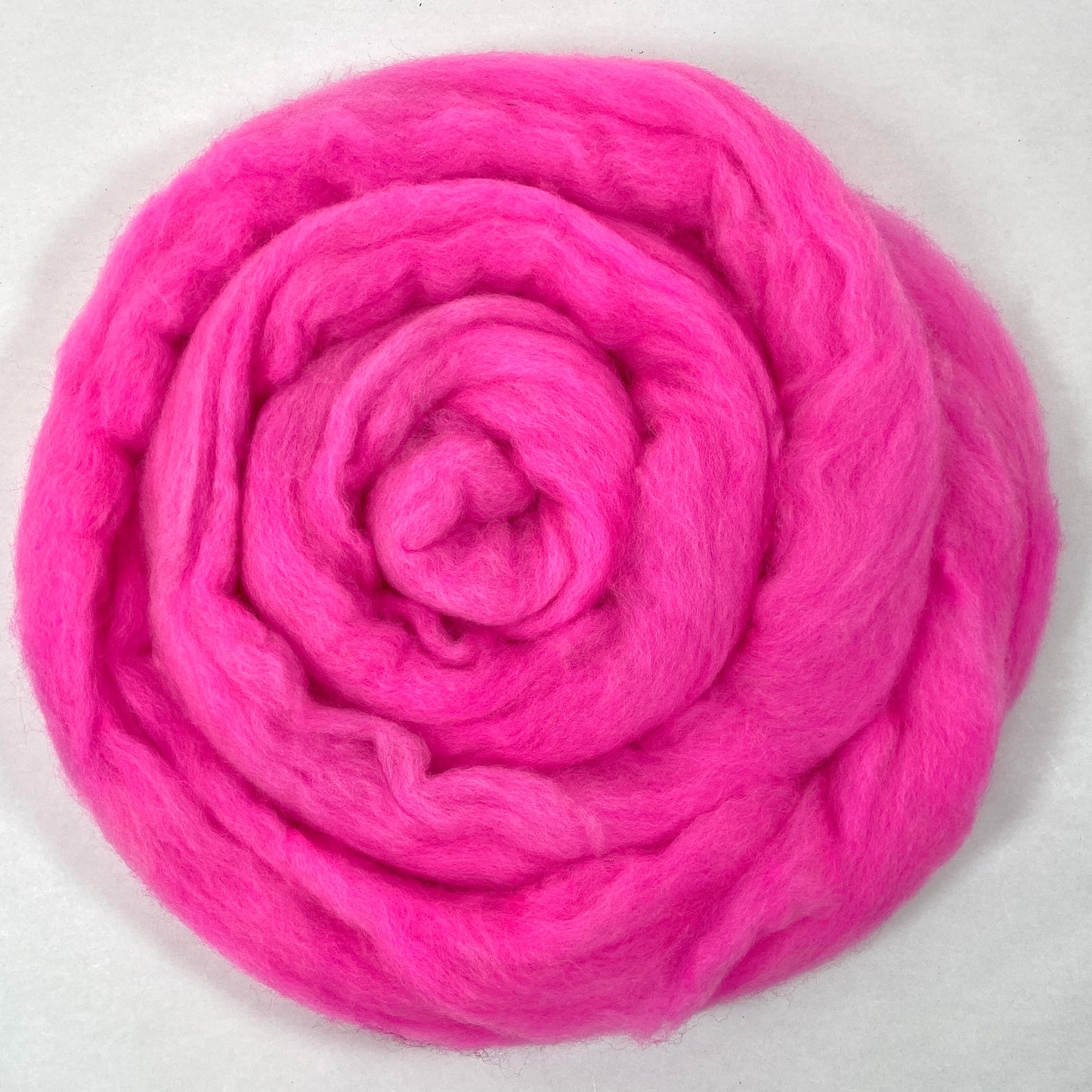 Neon Pink - 2 oz hand dyed semisolid wool combed top