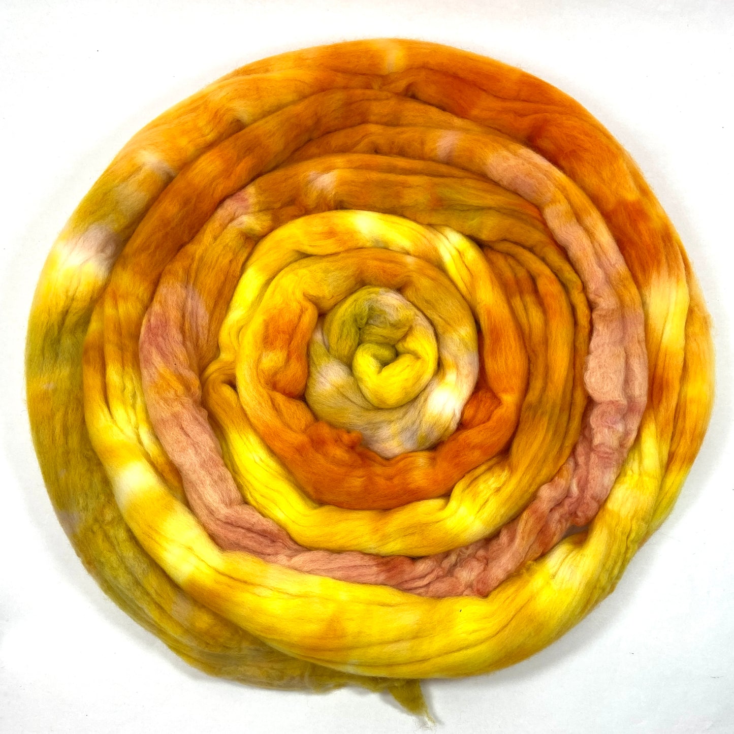 Goldenberry MG - 4 oz hand painted wool combed top, roving, spinning fiber, handspinning, felting