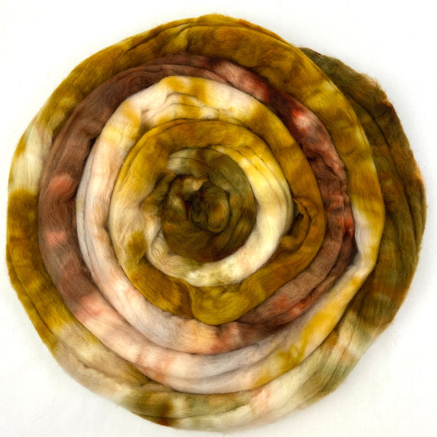 Chicken Of The Woods MG - 4 oz hand painted wool combed top, roving, spinning fiber, handspinning, felting