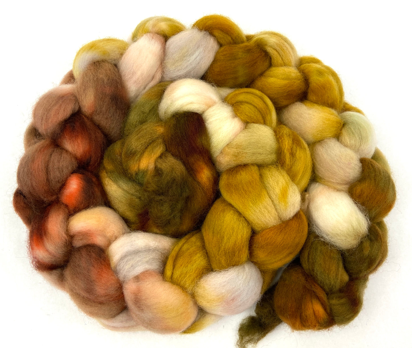 Chicken Of The Woods MG - 4 oz hand painted wool combed top, roving, spinning fiber, handspinning, felting
