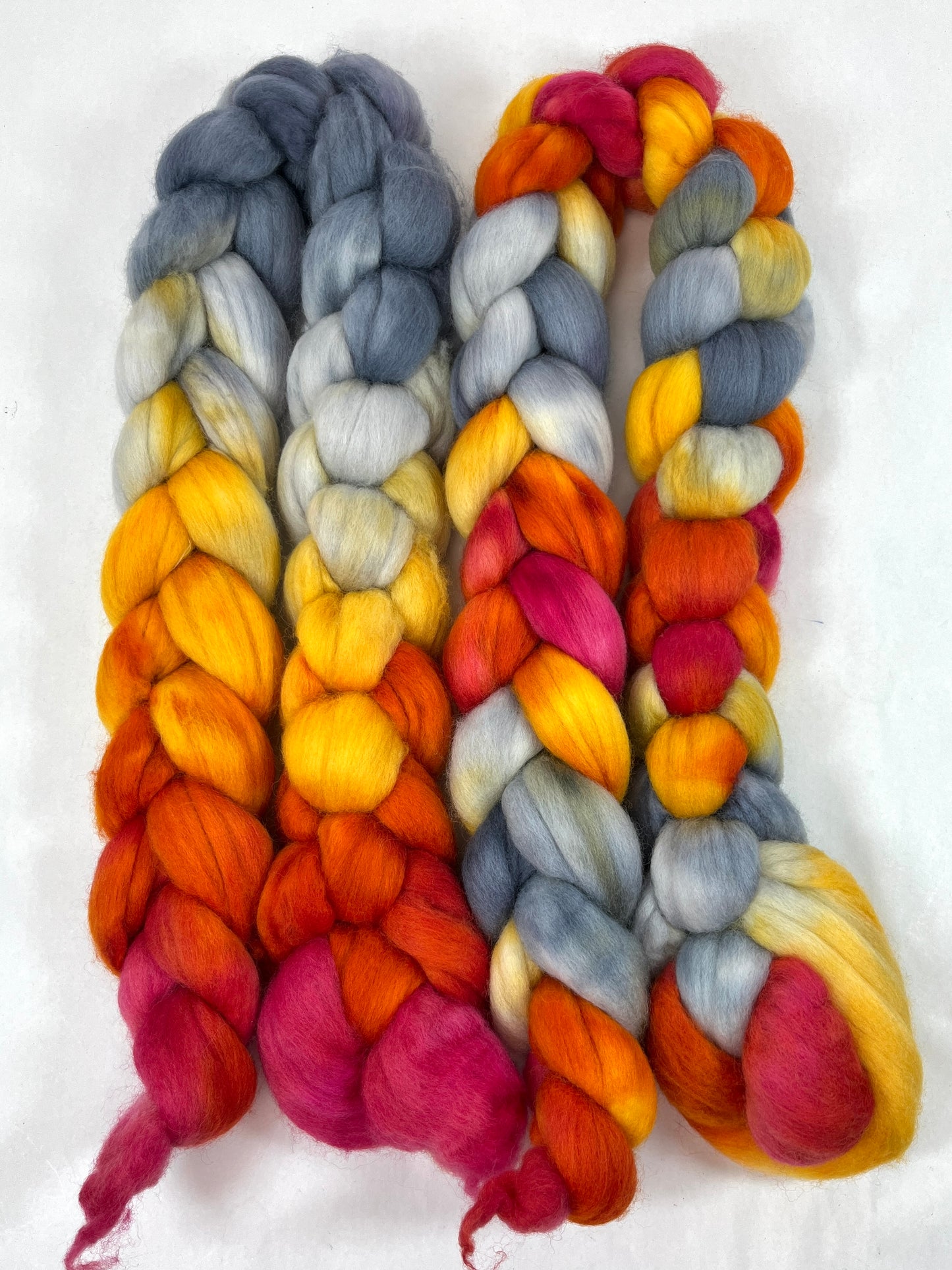 Firebrand MG - 4 oz hand painted wool combed top, roving, spinning fiber, handspinning, felting