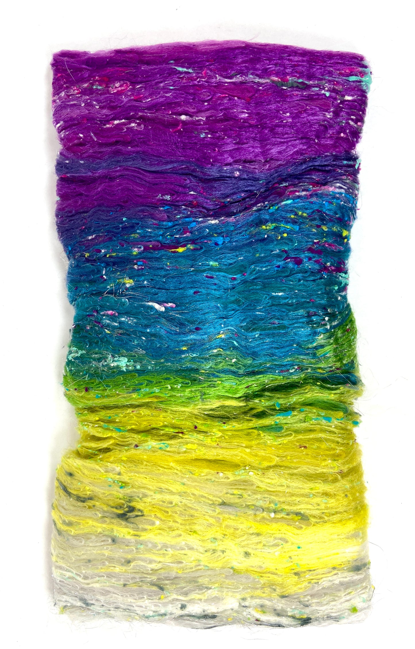Abandon Batt 0921-05 - 3.1 oz 18.5 micron Merino wool, silk, noils, spinning fiber, handspinning, nuno, felting wool, weaving