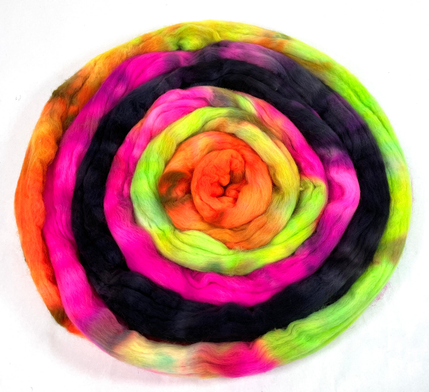 Cacophony MG - 4 oz hand painted wool combed top, roving, spinning fiber, handspinning, felting