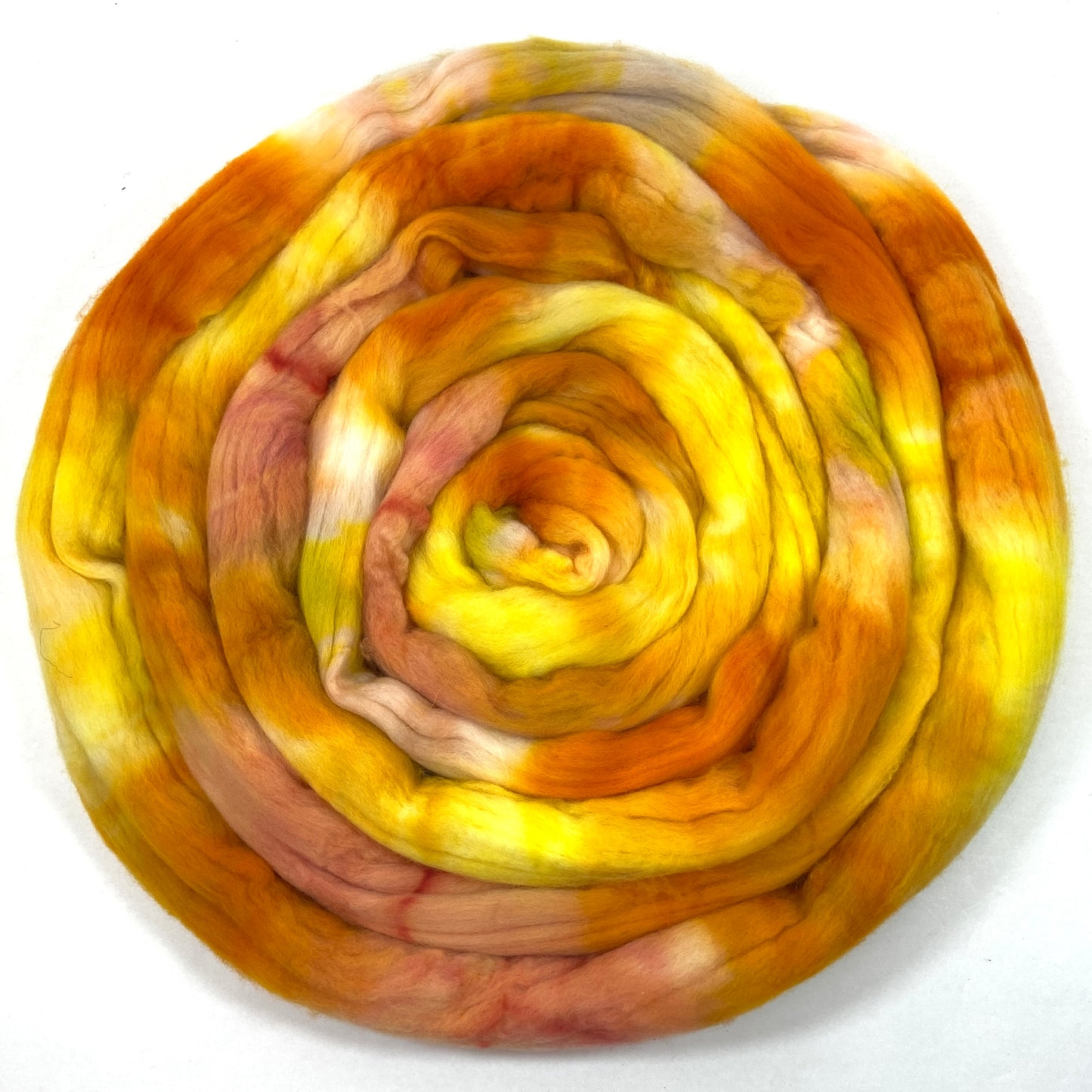 Goldenberry SC - 4 oz hand painted wool combed top, roving, spinning fiber, handspinning, felting