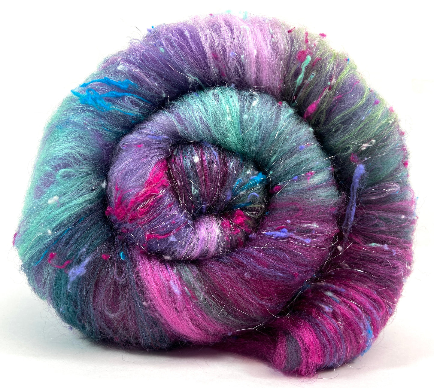 Masquerade Batt 0803-09 - 2.7 oz Falkland Merino wool, silk, noils, spinning fiber, handspinning, nuno, felting wool, weaving