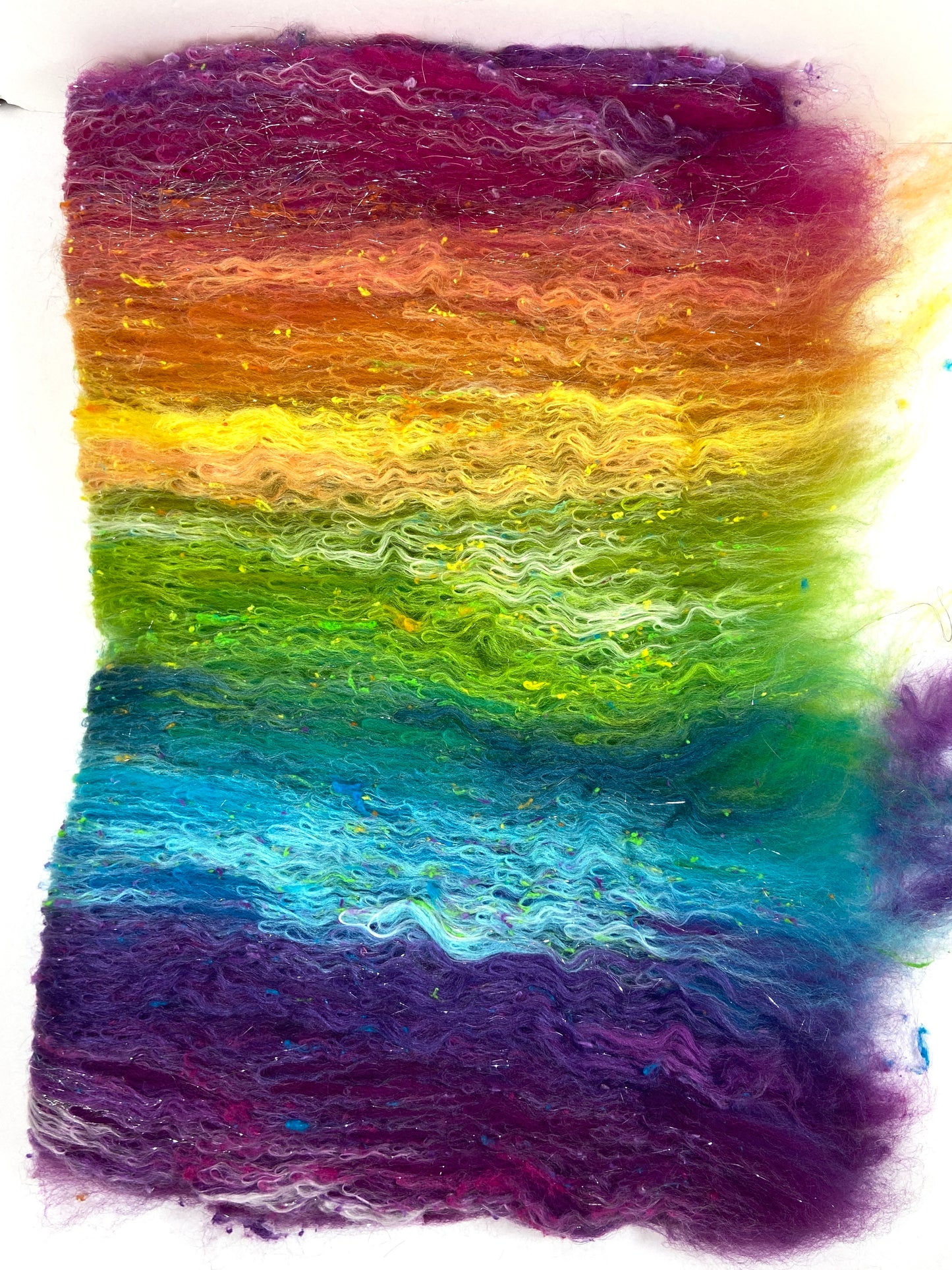 Plumeria Batt 1013-04 - 2.9 oz Targhee wool, silk, noils, spinning fiber, drumcarded, handspinning, nuno, felting wool, weaving