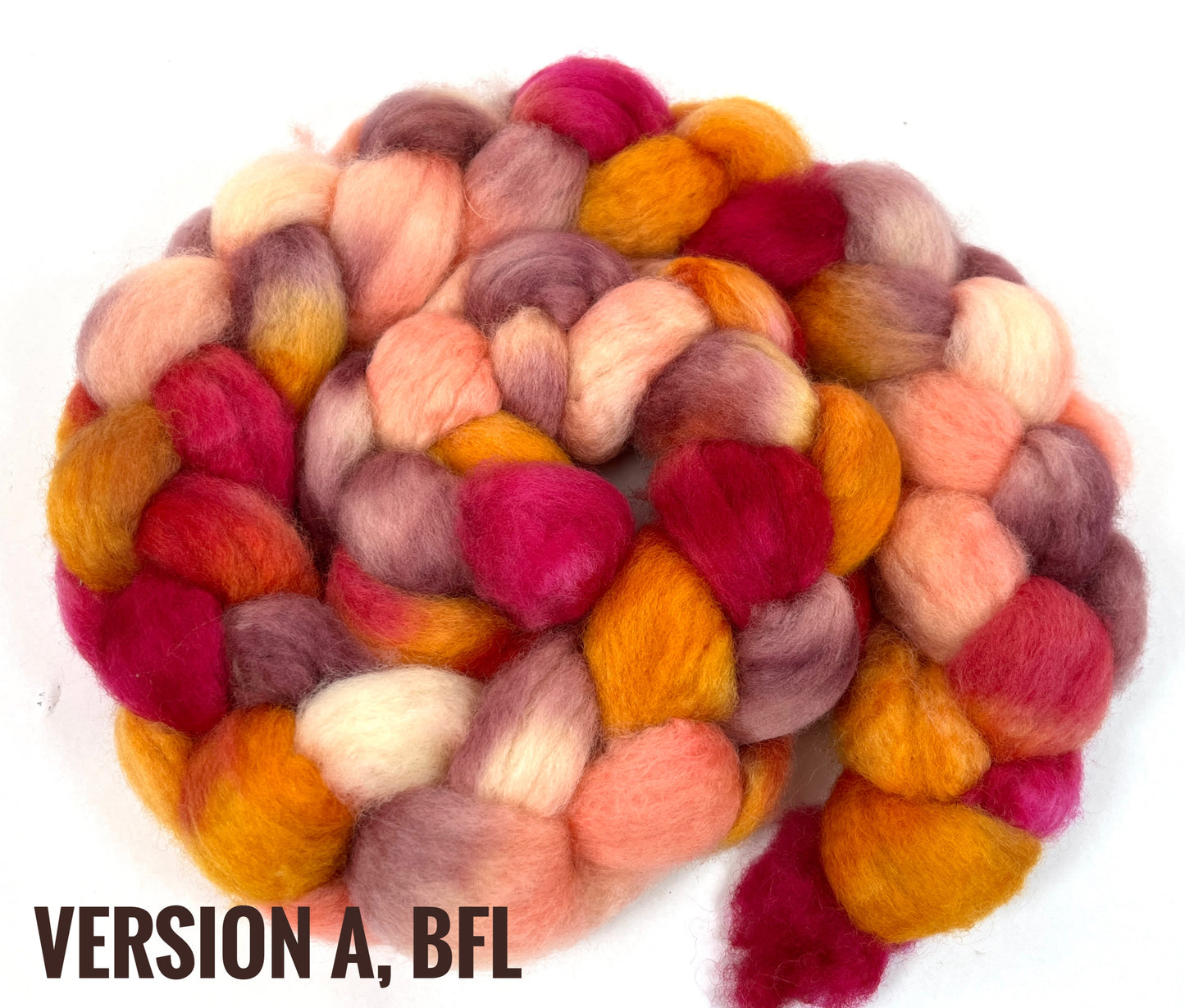 Test Braids, Two Versions - 4 oz BFL or Targhee wool combed top, roving, spinning fiber, handspinning, felting, needle felting, weaving supplies, 0508-03