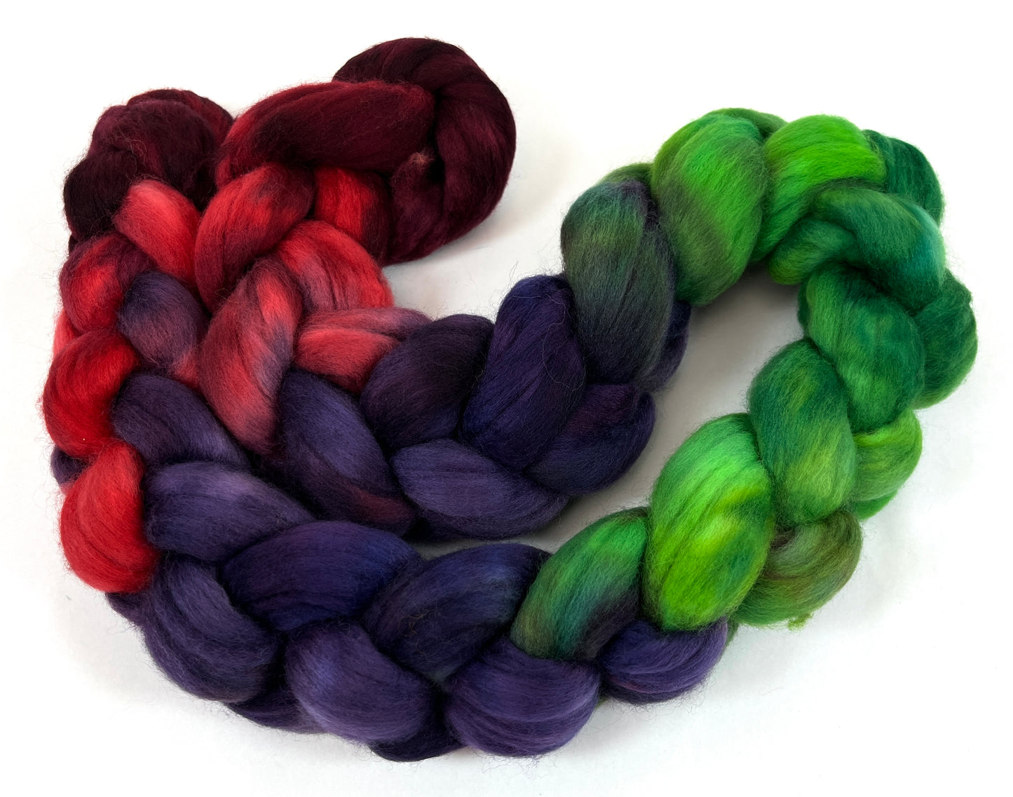 Banshee MG - 4 oz hand painted wool combed top, roving, spinning fiber, handspinning, felting