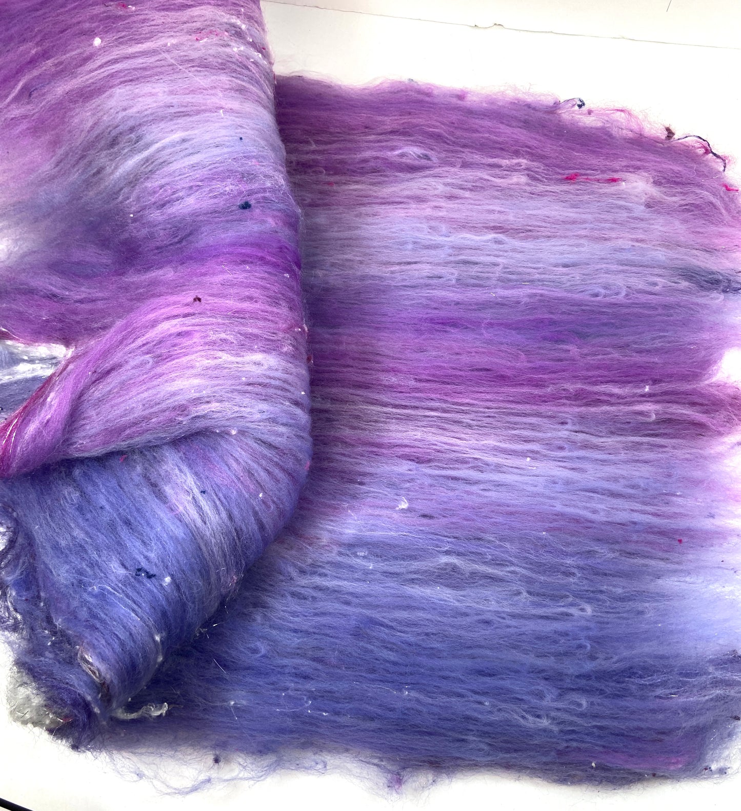 Charlotte Batt 1203-03- 2.9 oz Polwarth wool, silk, noils, spinning fiber, handspinning, nuno, felting wool, weaving