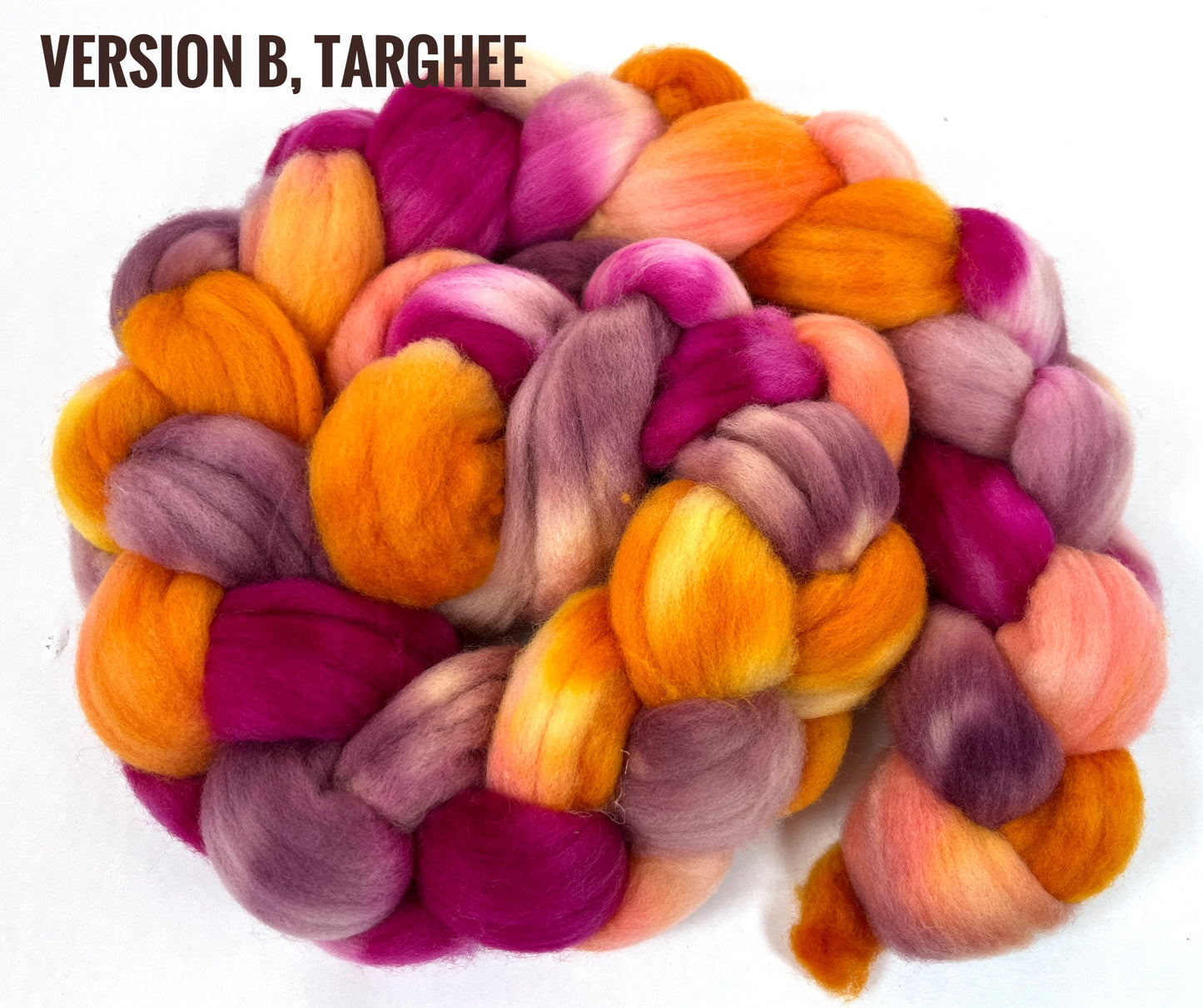 Test Braids, Two Versions - 4 oz BFL or Targhee wool combed top, roving, spinning fiber, handspinning, felting, needle felting, weaving supplies, 0508-03