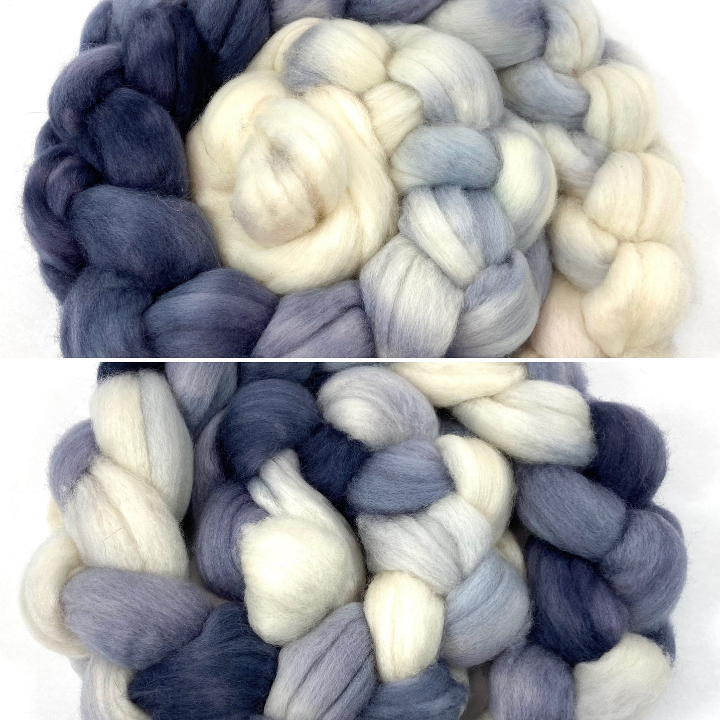 African Grey SC - 4 oz hand painted wool combed top, roving, spinning fiber, handspinning, felting