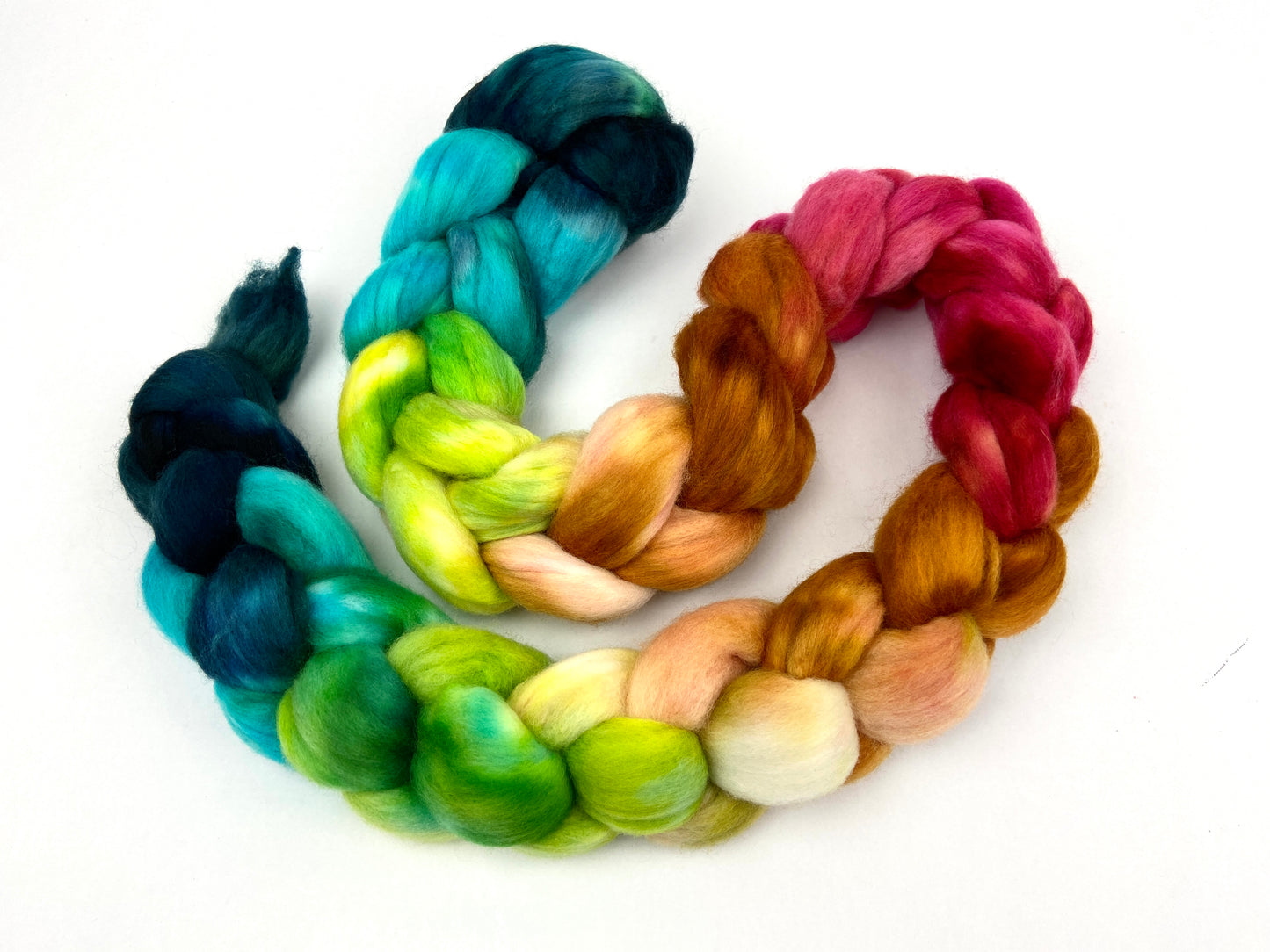 Frolic MG - 4 oz hand painted wool combed top, roving, spinning fiber, handspinning, felting