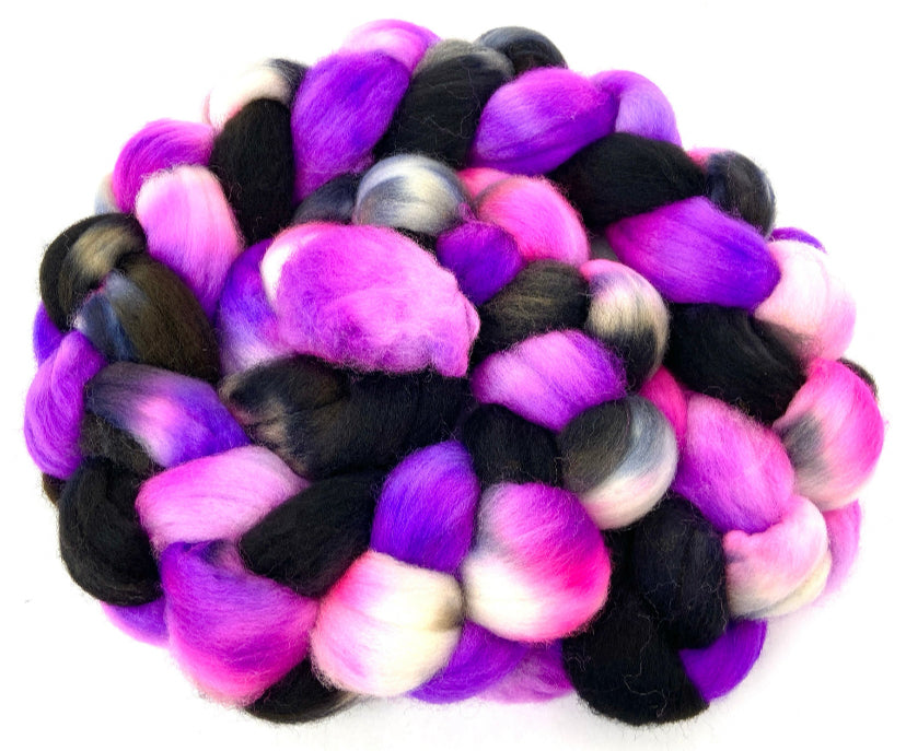 Flash Dance MG - 4 oz hand painted wool combed top, roving, spinning fiber, handspinning, felting