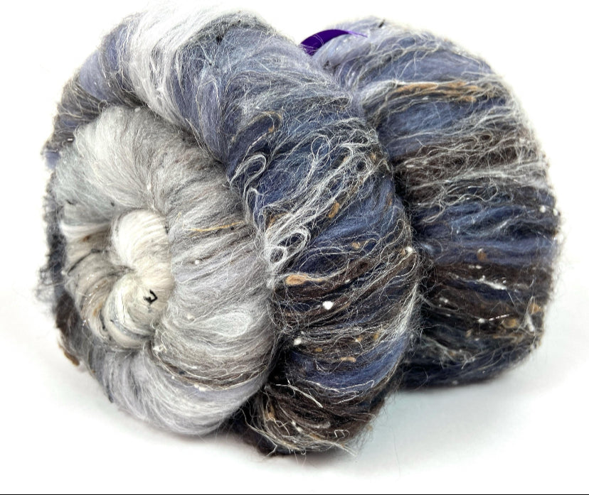 Birch Tree Batt 0814-05 - 3.2 oz Polwarth wool, silk, noils, spinning fiber, handspinning, nuno, felting wool, weaving