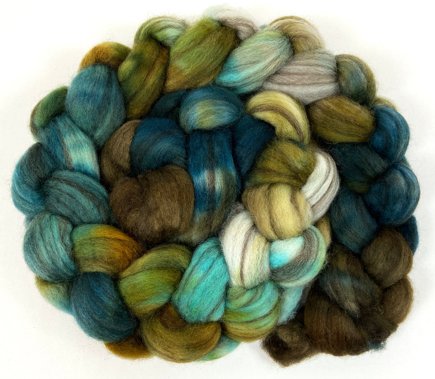 Tide Pool MG - 4 oz BFL Swirl wool combed top, roving, spinning fiber, handspinning, felting, needle felting, weaving supplies