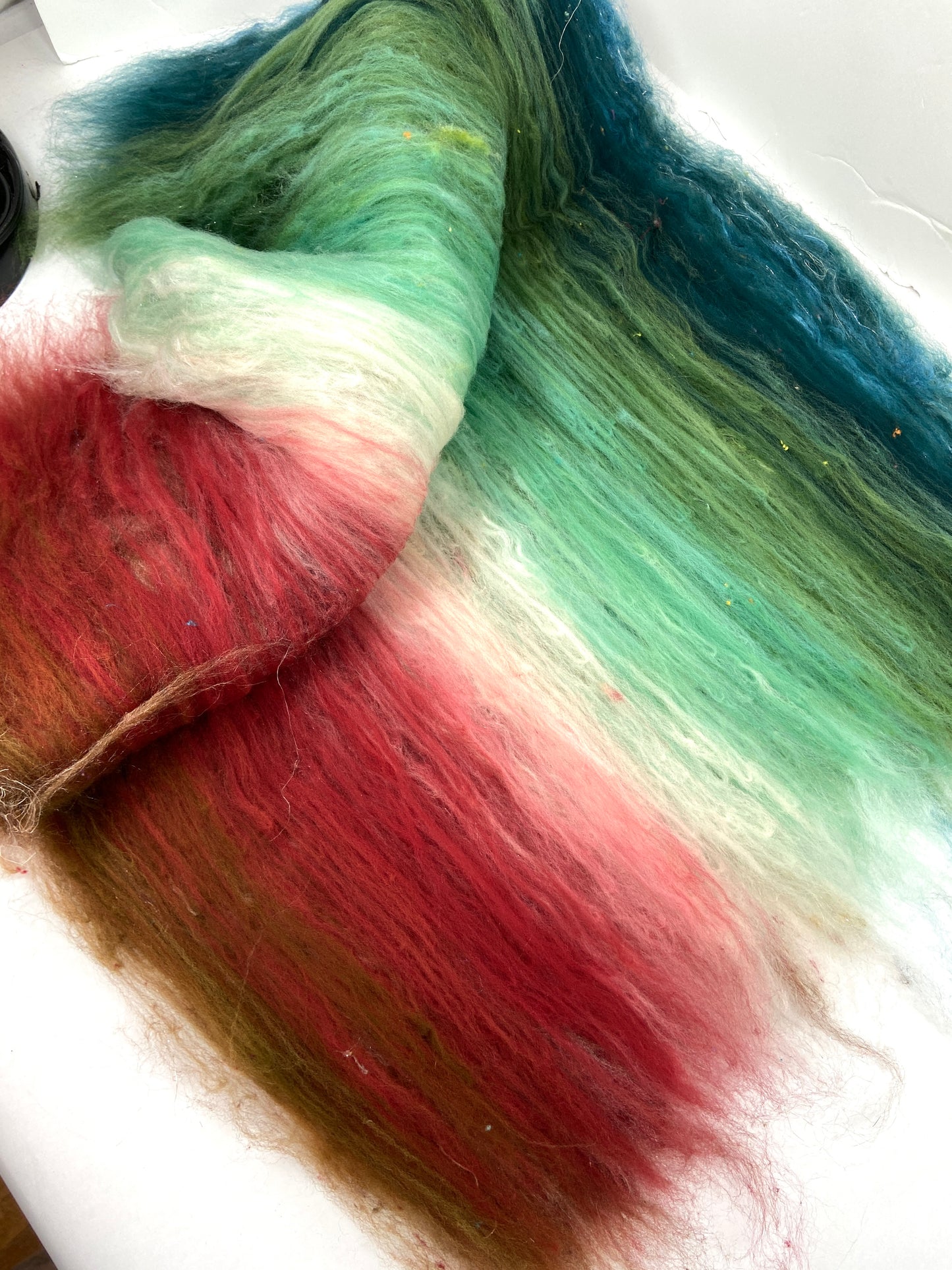 Town and Country Batt 1013-05 - 2.6 oz Targhee wool, silk, noils, spinning fiber, drumcarded, handspinning, nuno, felting wool, weaving