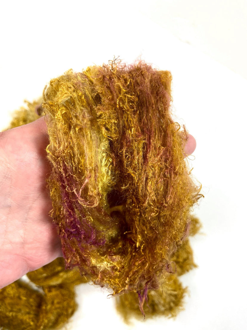 Silk Laps, Amber, 1.7 oz, 1014-03, mulberry silk, nuno, wet felting, spinning fiber, art yarn, handspinning, felting fiber, batt making