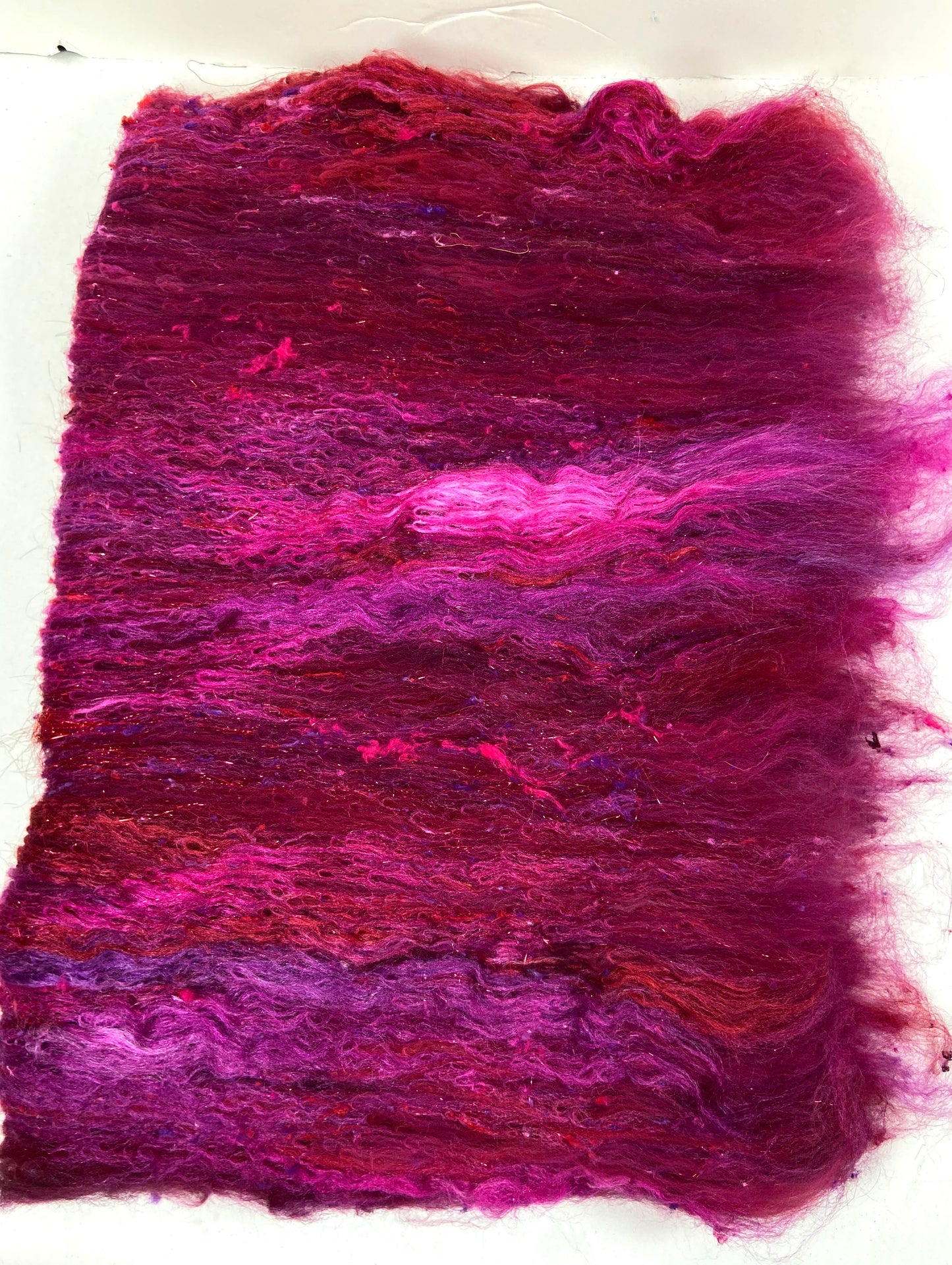 Beets Batt 1012-02 - 3 oz Targhee wool, silk, noils, spinning fiber, drumcarded, handspinning, nuno, felting wool, weaving