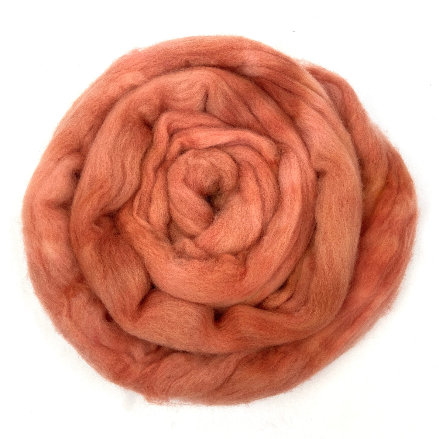 Peach Blush - 2 oz hand dyed semisolid wool combed top