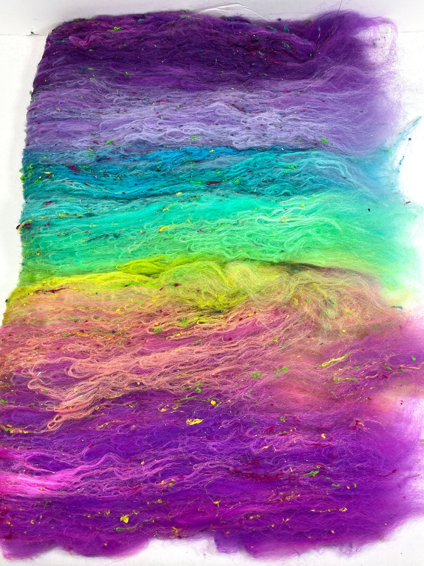 Disco Fever Gradient Batt 0728-01 - 2.6 oz Polwarth wool, silk, noils, spinning fiber, handspinning, nuno, felting wool, weaving, spindle