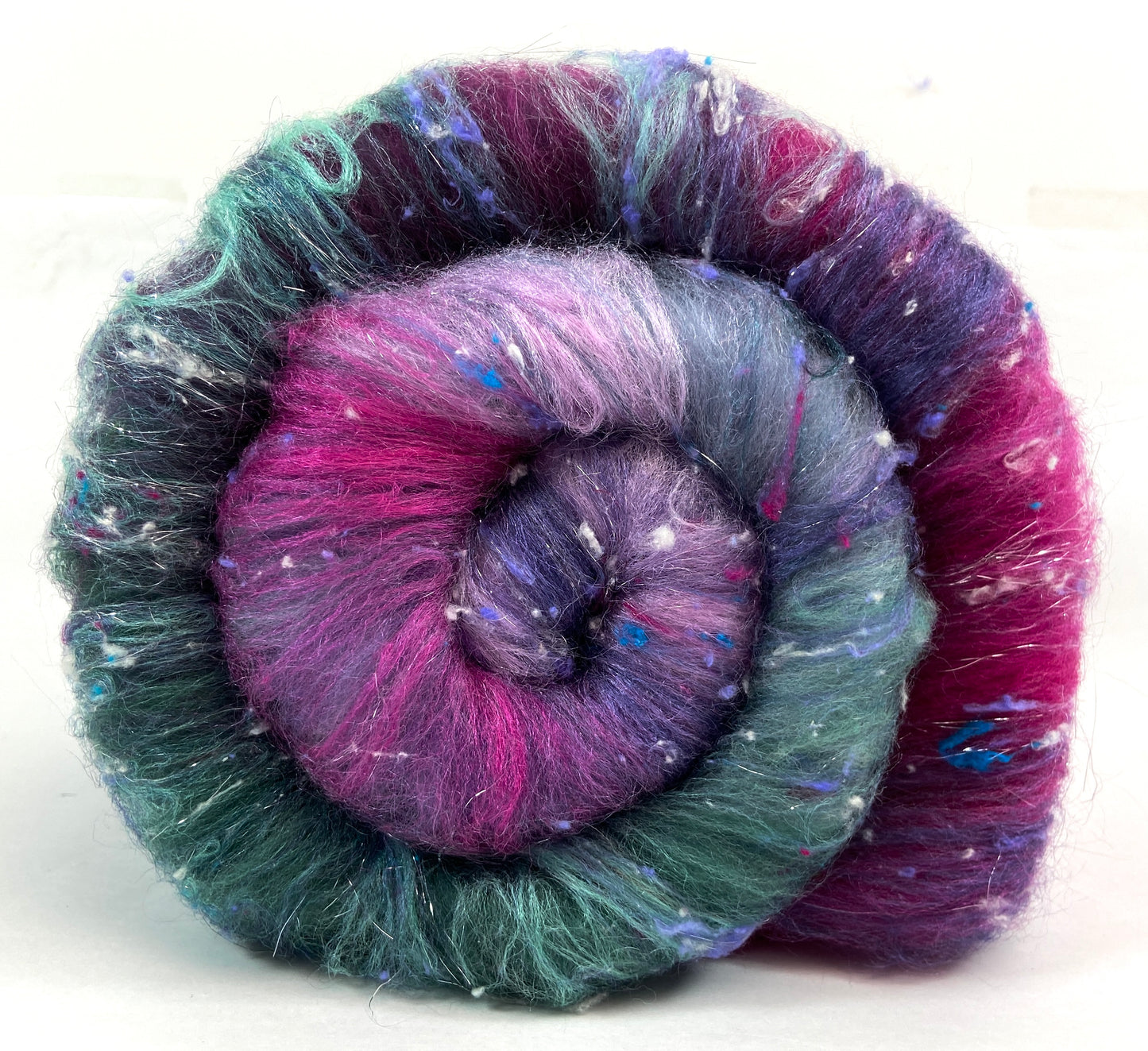Masquerade Batt 0803-08 - 2.7 oz Falkland Merino wool, silk, noils, spinning fiber, handspinning, nuno, felting wool, weaving