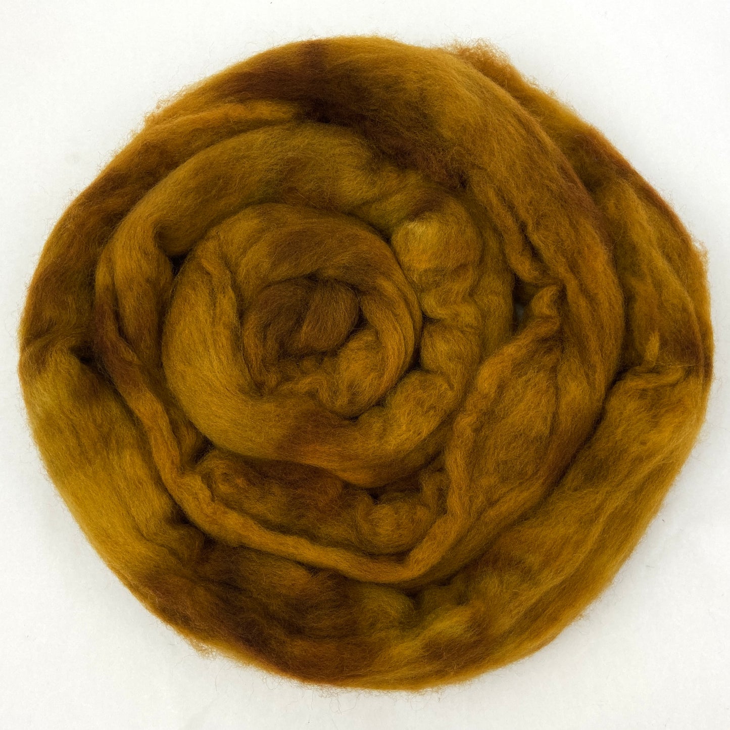 Mustard Olive - 2 oz hand dyed semisolid wool combed top