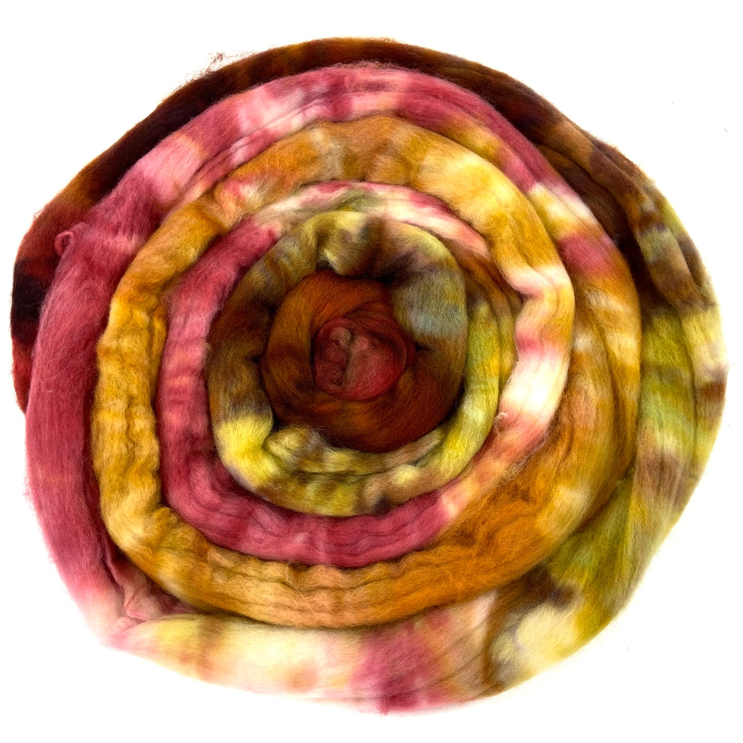 Old Rose MG - 4 oz hand painted wool combed top, roving, spinning fiber, handspinning, felting