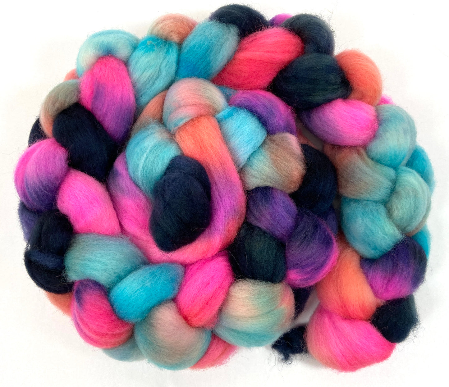Flamingo SC - 4 oz hand painted wool combed top, roving, spinning fiber, handspinning, felting