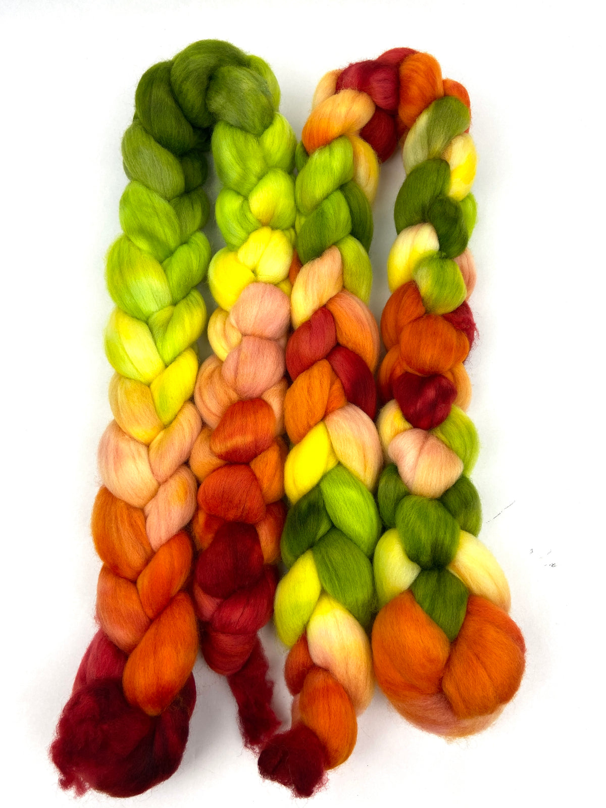 Tomato Salad SC - 4 oz hand painted wool combed top, roving, spinning fiber, handspinning, felting