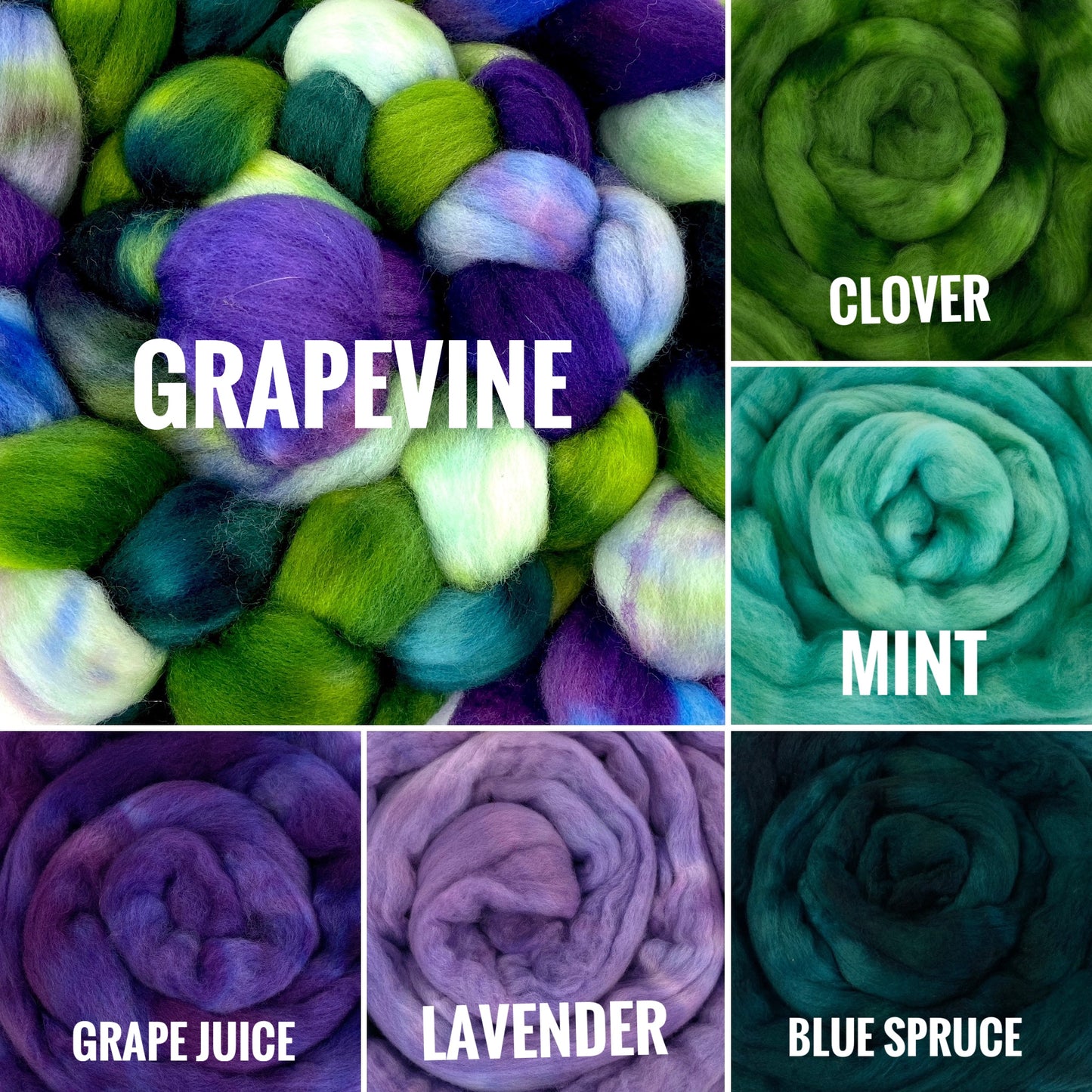 Grapevine MG - 4 oz hand painted wool combed top, roving, spinning fiber, handspinning, felting