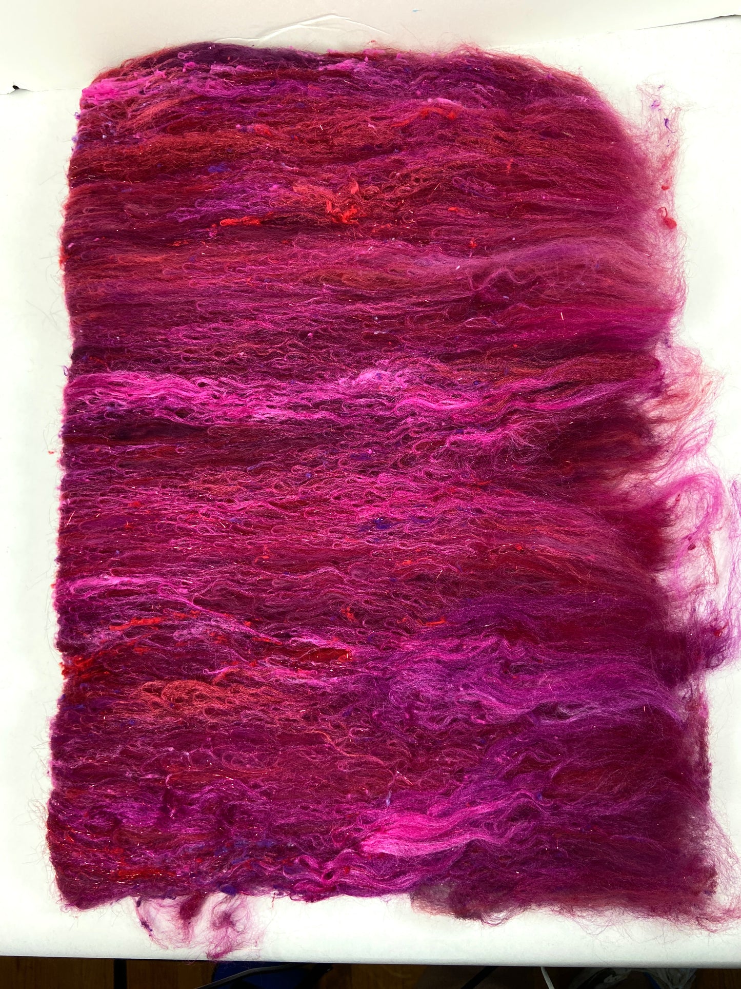 Beets Batt 1012-03 - 2.7 oz Targhee wool, silk, noils, spinning fiber, drumcarded, handspinning, nuno, felting wool, weaving