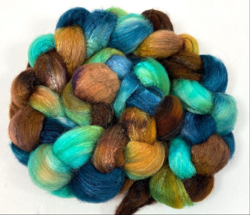 Royston SC 4 oz 75/25 BFL/silk combed top, roving, spinning fiber, handspinning, felting, needle felting, weaving supplies, wool