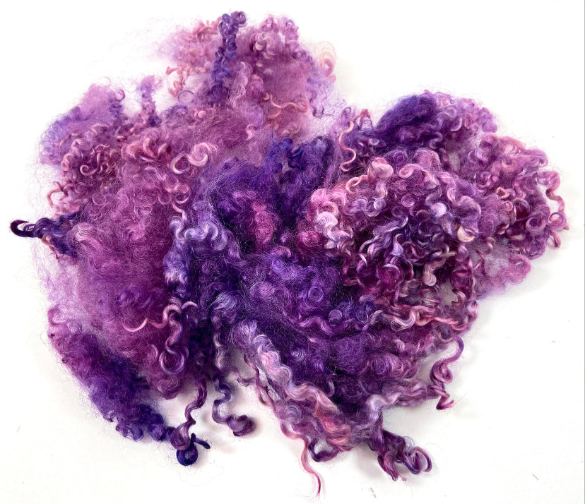 Wensleydale Locks, 1.1 oz, Lilacs, 4-6 inches long, super clean, spinning, felting, fiber art, doll hair, nuno, lockspun yarn 0621-04