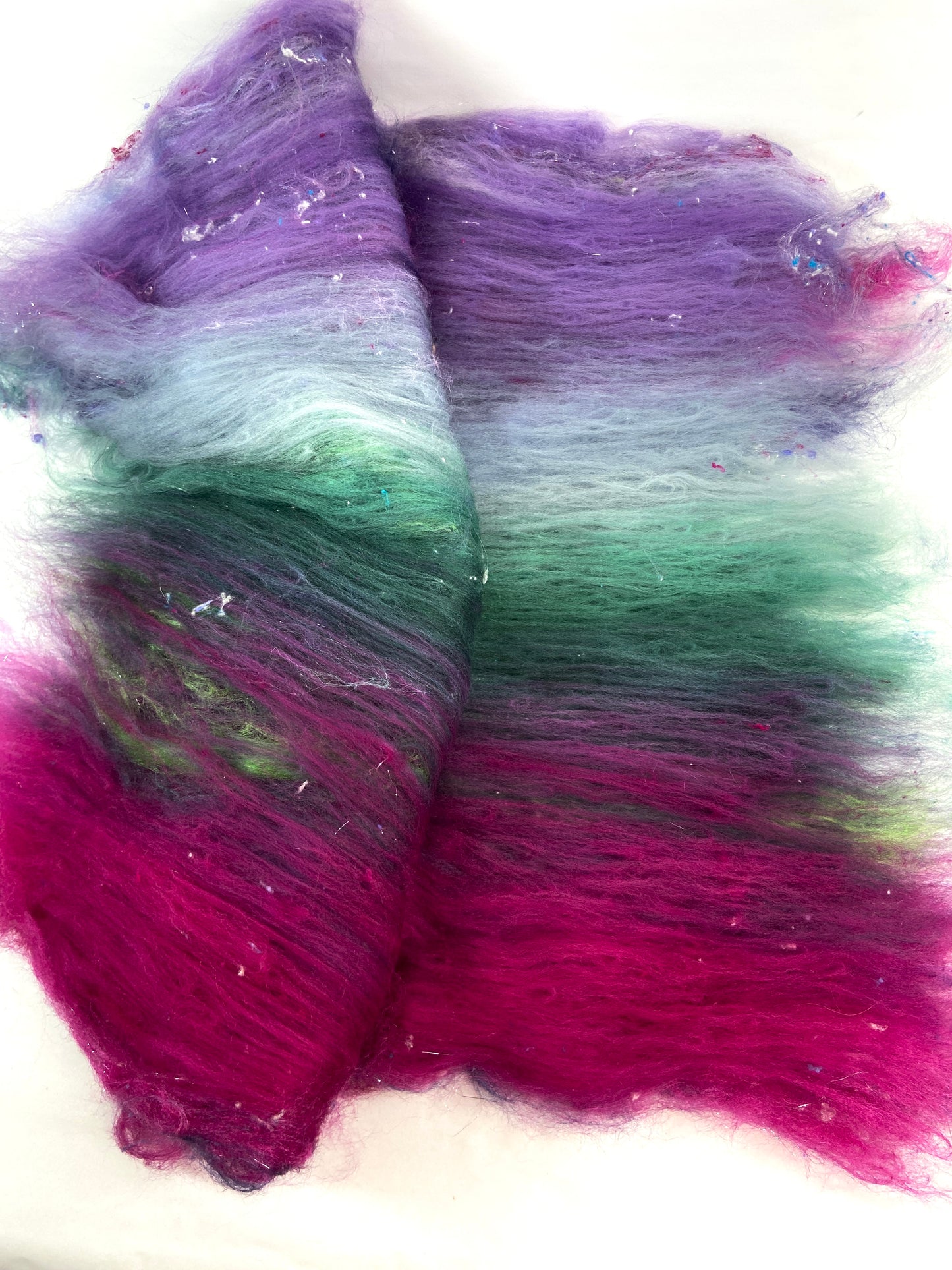 Masquerade Batt 0803-08 - 2.7 oz Falkland Merino wool, silk, noils, spinning fiber, handspinning, nuno, felting wool, weaving