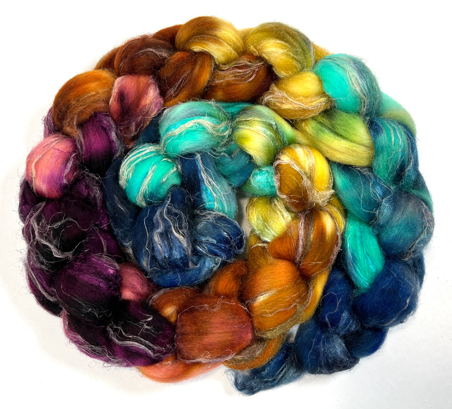 Reverie MG - 4 oz Merino, silk, flax combed top, roving, spinning fiber, handspinning, felting, needle felting, weaving supplies
